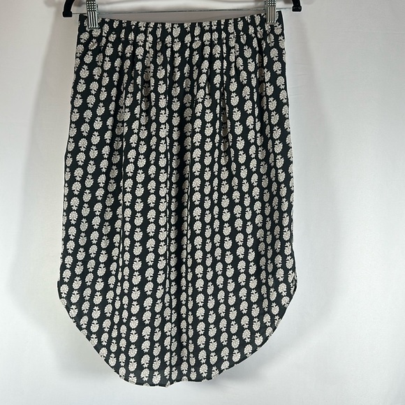 Madewell Silk Island Black & Cream Floral 100% Silk Skirt - Picture 2 of 8